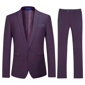 Cloudstyle Men's 2-Piece Suits Slim Fit 1 Button Dress Suit Jacket Blazer & Pants Set - 1 of 4