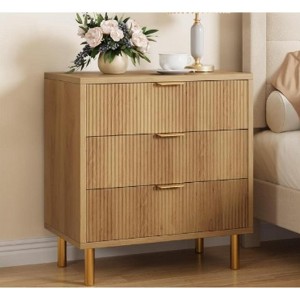 3Drawer Cabinet with Vertical Texture & Tapered Legs for Living Room - 1 of 1