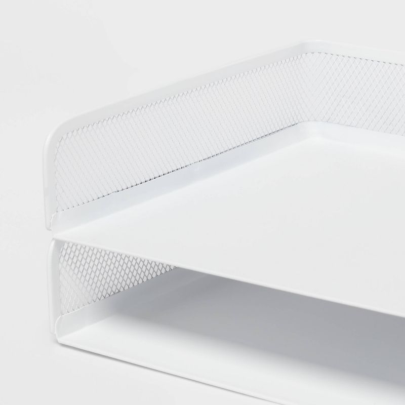 Mesh Stacking Letter Tray with Wide Side Opening White - Brightroom&#8482;, 4 of 7