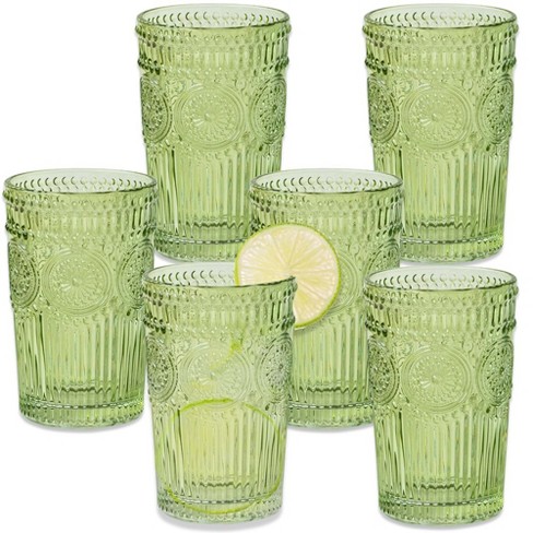 13 oz. Vintage Textured Sage Green Drinking Glasses (Set of 6)