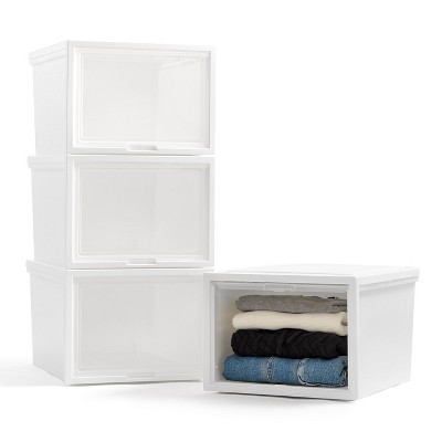 Iris Usa Tall 4 Pack Shoe Storage Box Stackable And Drop Front : Target