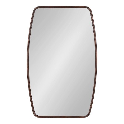 Elegant Caskill Bronze Wood Barrel Wall Mirror 35.9" x 24.25"