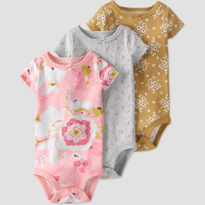 Image of Baby Girls' 3pk Organic Cotton Floral Bodysuit - little planet by carter's Pink 6M