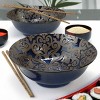BIA Cordon Bleu Set of 2 8" Ellyn Dining Bowls Blue with Jichimu Wood Chopsticks - 4 of 4