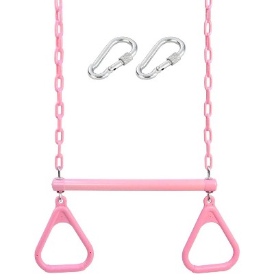 Hotraffy 18in  Trapeze Swing Bar Rings 48in  Heavy Duty Plastic Coated Chains Swing Set Accessories Playground Swing Seat