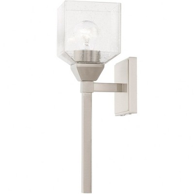 Brushed Nickel Vanity Light with Clear Seeded Glass Shade