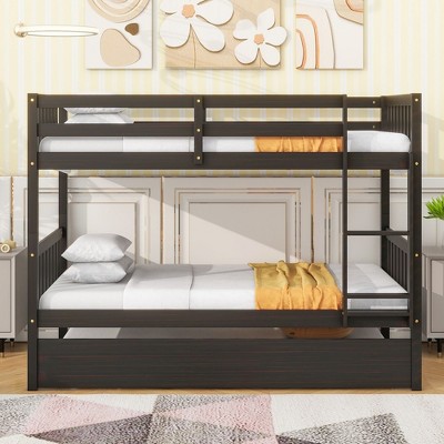 NicBex Twin Over Twin Bunk Bed with Trundle,Loft Bed with Ladder and Convertible to 2 Twin Size Bed for Bedroom,Black