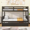 NicBex Twin over Twin Bunk Bed Convertible Triple Wooden Bed Frame with Trundle, Ladder and Full Length Guardrail, No Box Spring Required - 2 of 4