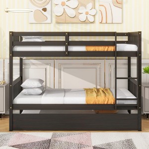 NicBex Twin Over Twin Bunk Bed with Trundle,Loft Bed with Ladder and Convertible to 2 Twin Size Bed for Bedroom,Black - 1 of 4