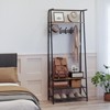 Coat and Shoe Rack, Coat Stand with Shoe Storage Bench, Wood and Metal Frame, with Hooks, a Clothes Rail, for Hallway, Entrance, Bathroom - 3 of 4