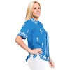 LA LEELA Women's Casual Blouse Shirt Solid Blouses Short Sleeve Button Down Dress Tops Tee Hawaiian Shirts for Women - 3 of 4