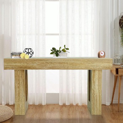 63" Long Console Table for Entryway, Wood Rectangular Sofa Table Behind The Couch