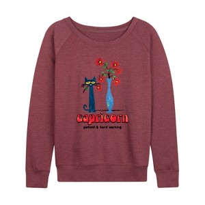 Women's - Pete the Cat - Capricorn Lightweight French Terry Wide Neck Long Sleeve Shirt - 1 of 4