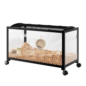 38 Inch Large Metal Rat Cage with Wheels and PS Panels, Bite-Proof Hamster Cage with a Small Door, Stackable, Top-Opening, Ventilated - 1 of 4