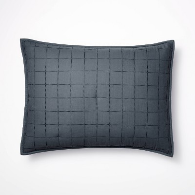 Standard Grid Stitch Cotton Quilt Sham Blue/Navy - Threshold™ designed with Studio McGee