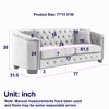 JUJABU 77" 3-Seater Modern Velvet Sofa with Nailhead Trim Arms and 2 Accent Pillows for Living Room, Apartment, Office, Beige - 3 of 4