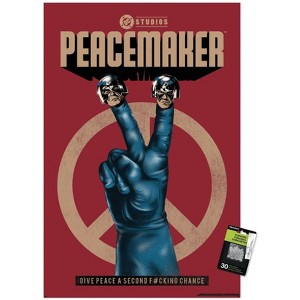 Trends International DC Studios Peacemaker: Season 2 (2025) - Give Peace A Second F#cking Chance Unframed Wall Poster Print Clear Push Pins Bundle - 1 of 4