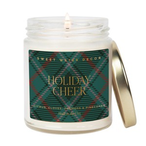 Sweet Water Decor Holiday Cheer Patterned 9oz Clear Candle - 1 of 3