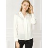 INSPIRE CHIC Women's Elegant V Neck Long Sleeve Office Work Satin Shirt - 2 of 4