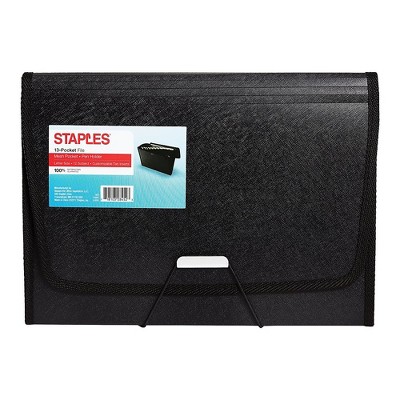 Staples Expanding File with Mesh Pocket Letter Size 13-Pocket Black (51819) TR51819/51819