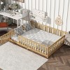 Full Size Wooden Floor Toddlers Bed with Fence and Door, Rubber Wood Montessori Platform Bed for Kids Room-Baofuwish - 3 of 4