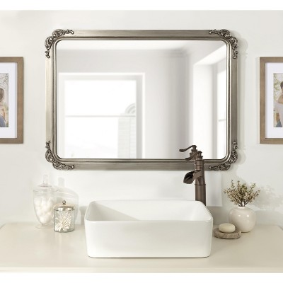 Ivette Silver and Gold Rectangular Wall Mirror with Garland Detail