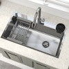 CHEVNI Silver Kitchen Sink Stainless Steel Single Bowl With Faucet Cup Washer Drop In Top Mount - 2 of 4