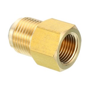Unique Bargains Fit Air Gas Line Refrigeration Brass SAE 45 Degree Flare Plumbing Connectors - 1 of 4