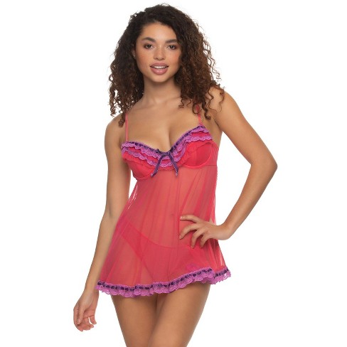 Women's Lace Triangle Lingerie Babydoll With Thong - Auden™ : Target