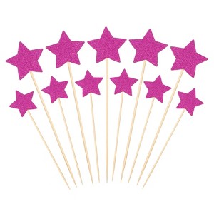 Unique Bargains Non-Edible Star Paper Bamboo Picks Birthday Cake Decorations Toppers 50 Pcs - 1 of 4