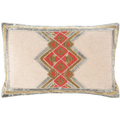 Belsa Pillow - Gold/Silver/Orange - 12" x 20" - Safavieh