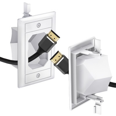 Fosmon 1-Pack Single Gang Recessed Low Voltage Cable Plate, 1-Gang Pass Through for Low Voltage Wires, Cord Hider for Wall Mount TV