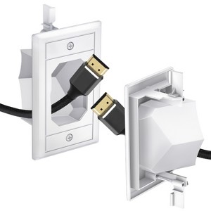 Fosmon 1-Pack Single Gang Recessed Low Voltage Cable Plate, 1-Gang Pass Through for Low Voltage Wires, Cord Hider for Wall Mount TV - 1 of 4