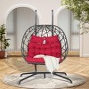 Double Patio Swing Egg Chair With Stand,Wicker Hanging Basket Chair With UV Resistant Cushions,Hammock Chair -Maison Boucle - 2 of 4