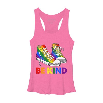 Adult Design By Humans Be Kind Sneakers LGBTQIA PrideBy Legato Tendo Racerback Tank Top