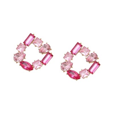 SOHI Women's Rose Pink Crystal Stud Earrings