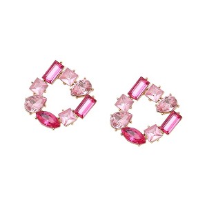 SOHI Women's Rose Pink Crystal Stud Earrings - 1 of 4