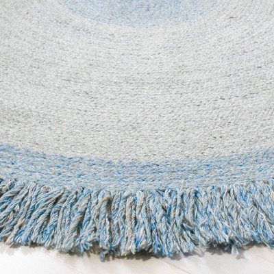Coastal Charm Handwoven Blue Round Synthetic Rug - 6'