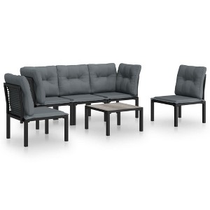 vidaXL Patio Lounge Set Sectional Sofa for Garden Black and Gray Poly Rattan - 1 of 4