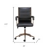 HomeRoots Black and Bronze Adjustable Height Faux Leather Swivel Rolling Office Chair - 3 of 4