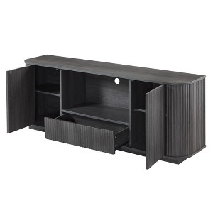 Ridstar 64 in. W Black Wooden Vertical Stripe Decorative Storage Cabinets - 1 of 4