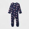 Baby Santa Print Ribbed Holiday Matching Family Footed Pajamas - Wondershop™ Navy Blue - 2 of 2