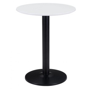 Dining Table 29.9" H – White & Black, Painted MDF Round Top & Powder-Coated Steel Base by Zuo Modern - 1 of 4