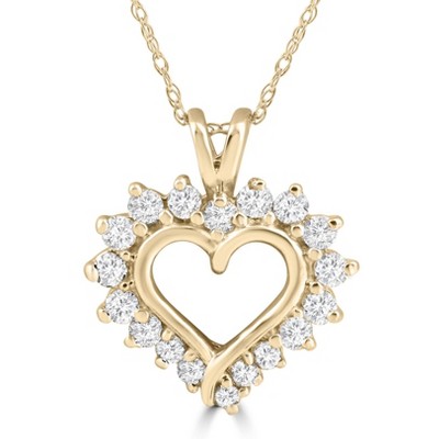 Pompeii3 1/2 Carat Genuine Diamond Heart Pendant 14K Yellow Gold 18mm Tall