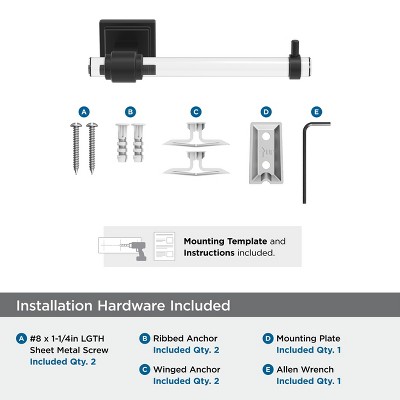 Clear and Matte Black Single Post Toilet Paper Holder