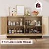 61" Sideboard Buffet Cabinet, Rattan Coffee Bar Cabinet, Entryway Console Table, Multifunctional TV Stand, Floor Cupboard Cabinet for Kitchen - 4 of 4
