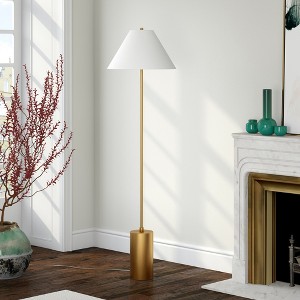 Hudson and Canal 64" Tall Floor Lamp with Empire Fabric Shade - 1 of 4