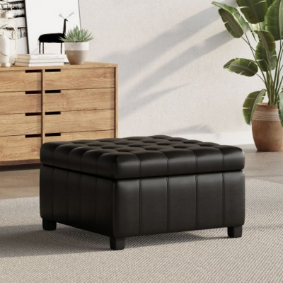 Syemin Ottomans and Benches Storage Benches, End of Bed Bench, Upholstered Storage Ottoman Window Bench, Shoe Cabinet Bench, Black, 30.25"*30.25"*18"