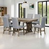 7 PCS Mid-Century Dining Set with Extendable Table, Table with Trestle Base and Removable Leaf, 6-Seater Chairs with Wood Frame-Coolbibila - 2 of 4