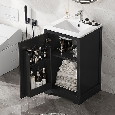 NicBex Bathroom Vanity with Sink,Bathroom Sink Vanity with Soft Closing Door,18/18.3/18.5 inch Bathroom Sink Cabinet for Bathroom,White/Black